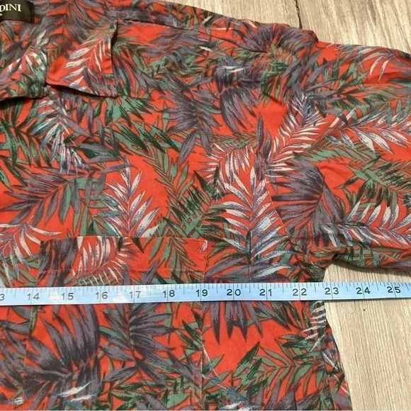 Brandini Shirt Men XL Red Floral Pure Silk Hawaiian Short Sleeve Button Down - Picture 2 of 5